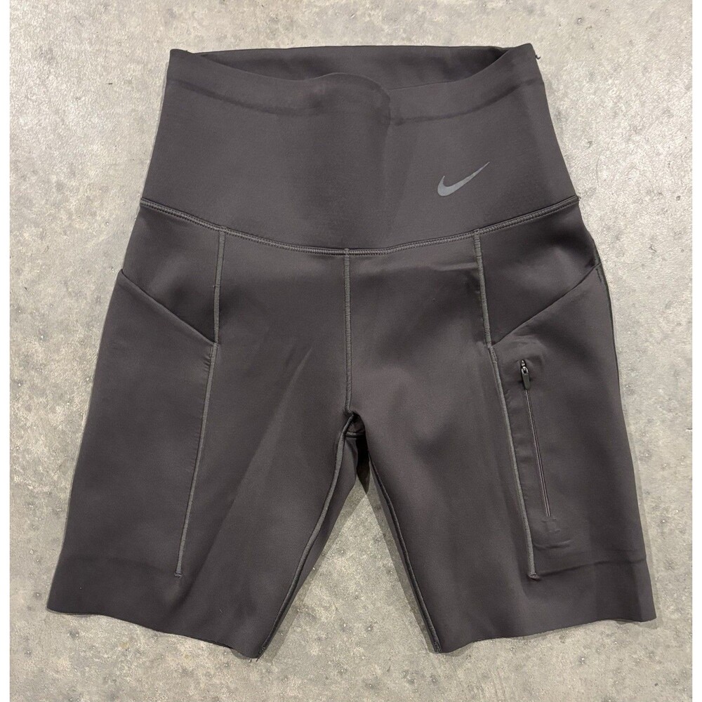 Nike Go Firm Support High Waisted 8" Charcoal Biker Running Shorts Women's XS